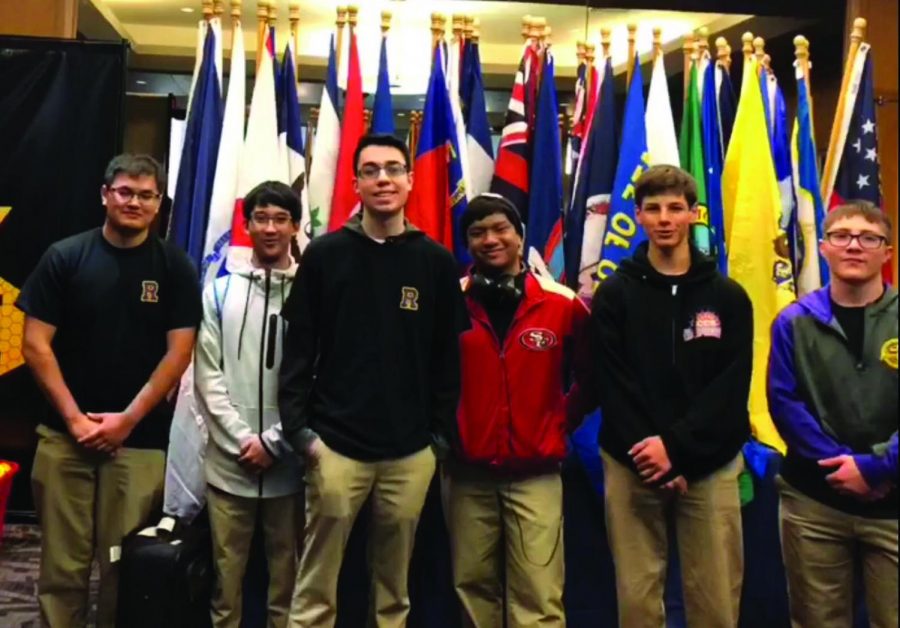 Matthew Driskill ’18, John Regidor ’18, Roman Peregrino ’18, Jabriel Andrade ’18, Michael Gray ’20 and Dominic Borrego ’20 competed for Archbishop Riordan High School at the National History Bowl Championships for the first time in school history.