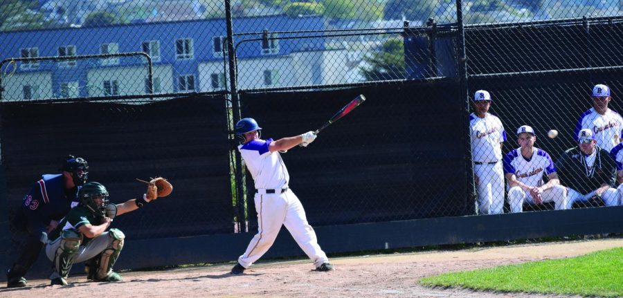 Matt Yeung 19 swings during a game for the Crusaders