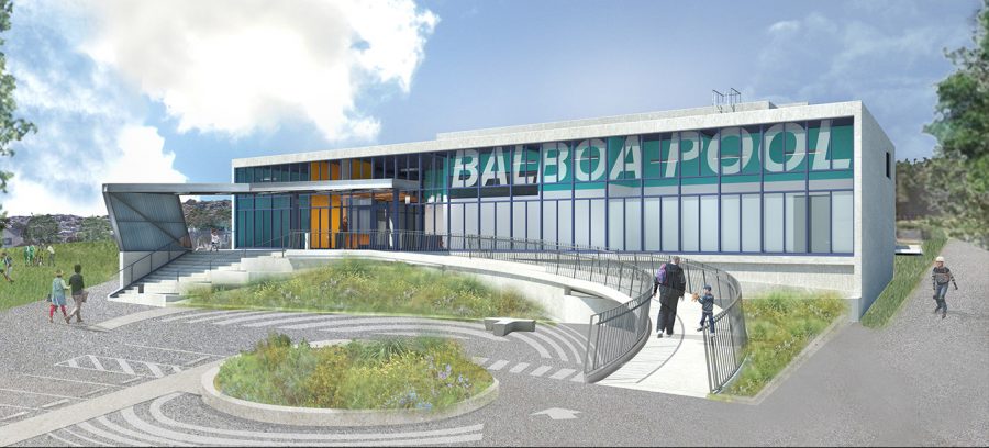 The Balboa Pool was
recently renovated, and
the illustration at left
shows what the finished
product will look like. 