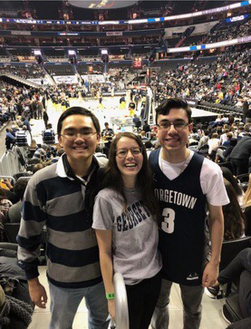 Roman Peregrino ’18 (right) with friends at Georgetown.