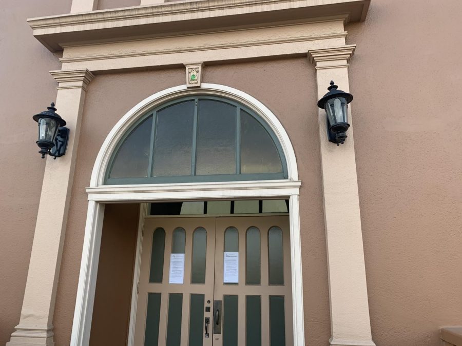 The front doors of St. Finn Barr Church, a few blocks away from Riordan, will remain closed this Sunday and for the coming weeks due to the shelter in place ordinance.