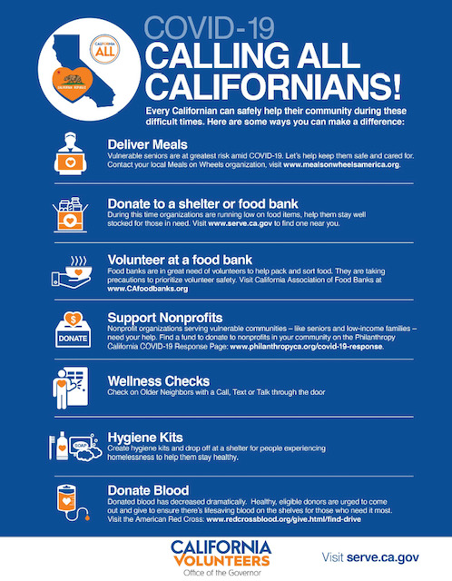 A list of different tactics any Californian could do to help their community during the pandemic