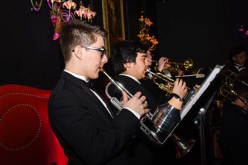 Dominic Borrego ’20 and Tomizo Callejas ’20 were members of the band who performed during the annual Purple and Gold Gala.