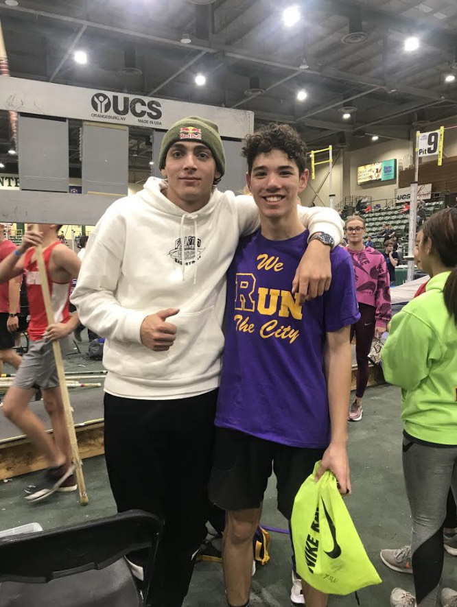Cole Anderson ’22 met Armand “Mondo” Duplantis, world record holder for the pole vault, at the National Pole Vault Summit in Reno