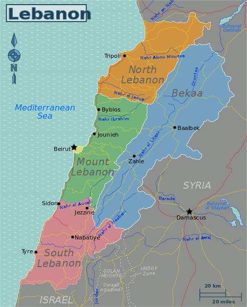 Map of Lebanon (Wikimedia Commons)
