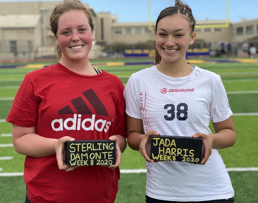 Sterling Damonte ’22 and Jada Harris ’21 were the first female athlete to earn bricks. 
