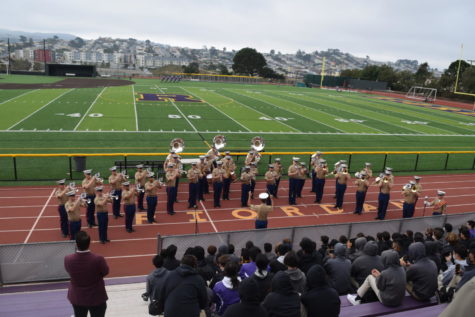 The Marine Corps, Band performed for the Crusader Marching Band today at Mayer Family Field. 