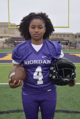 Ashanti Dias 24 became the first girl to play for the Riordan football team this past season. 