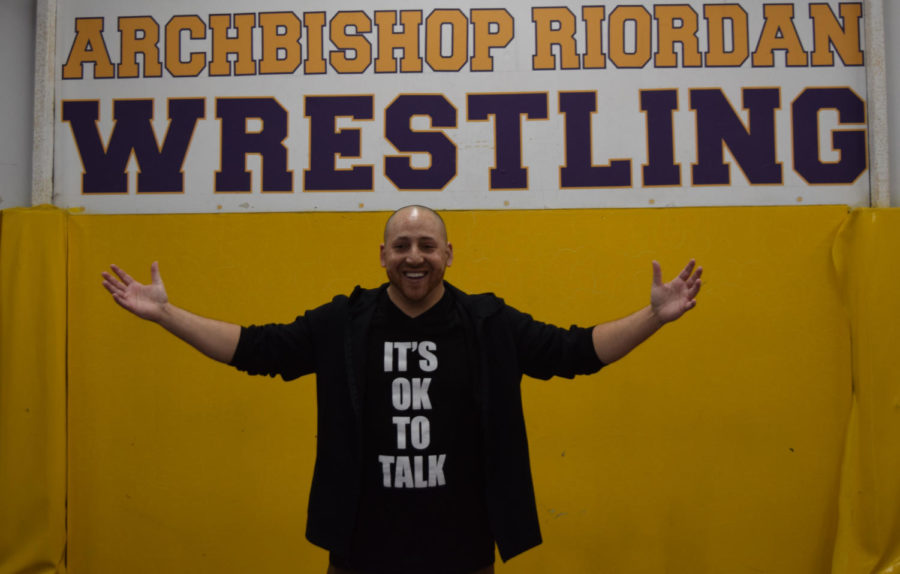 Hines visits the mat room, remembering his time as a Riordan wrestler.
