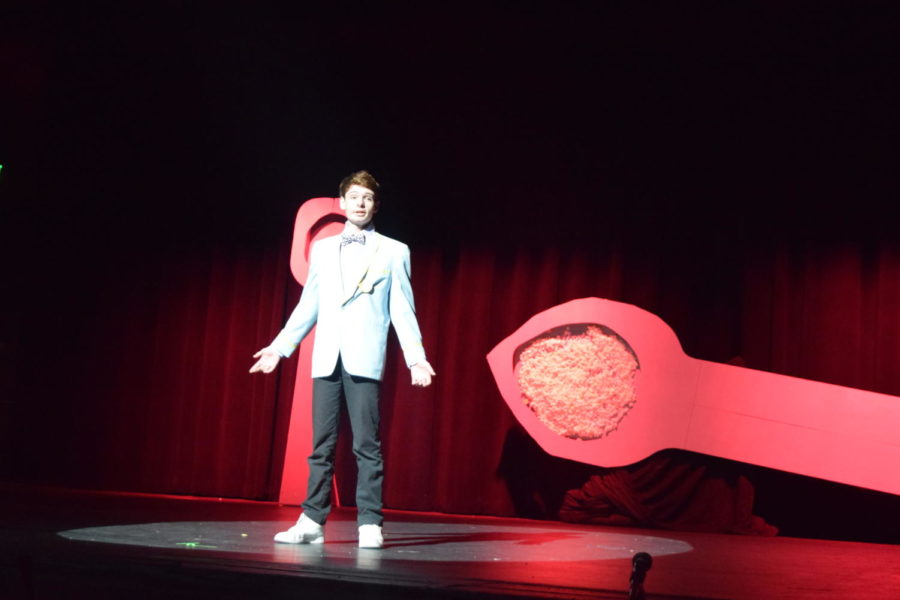 Daniel Barrett ’24 on stage during his monologue.
