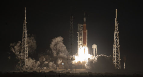 NASA’s Space Launch System rocket carrying the Orion spacecraft launches on the Artemis I flight test, Wednesday, Nov. 16, 2022