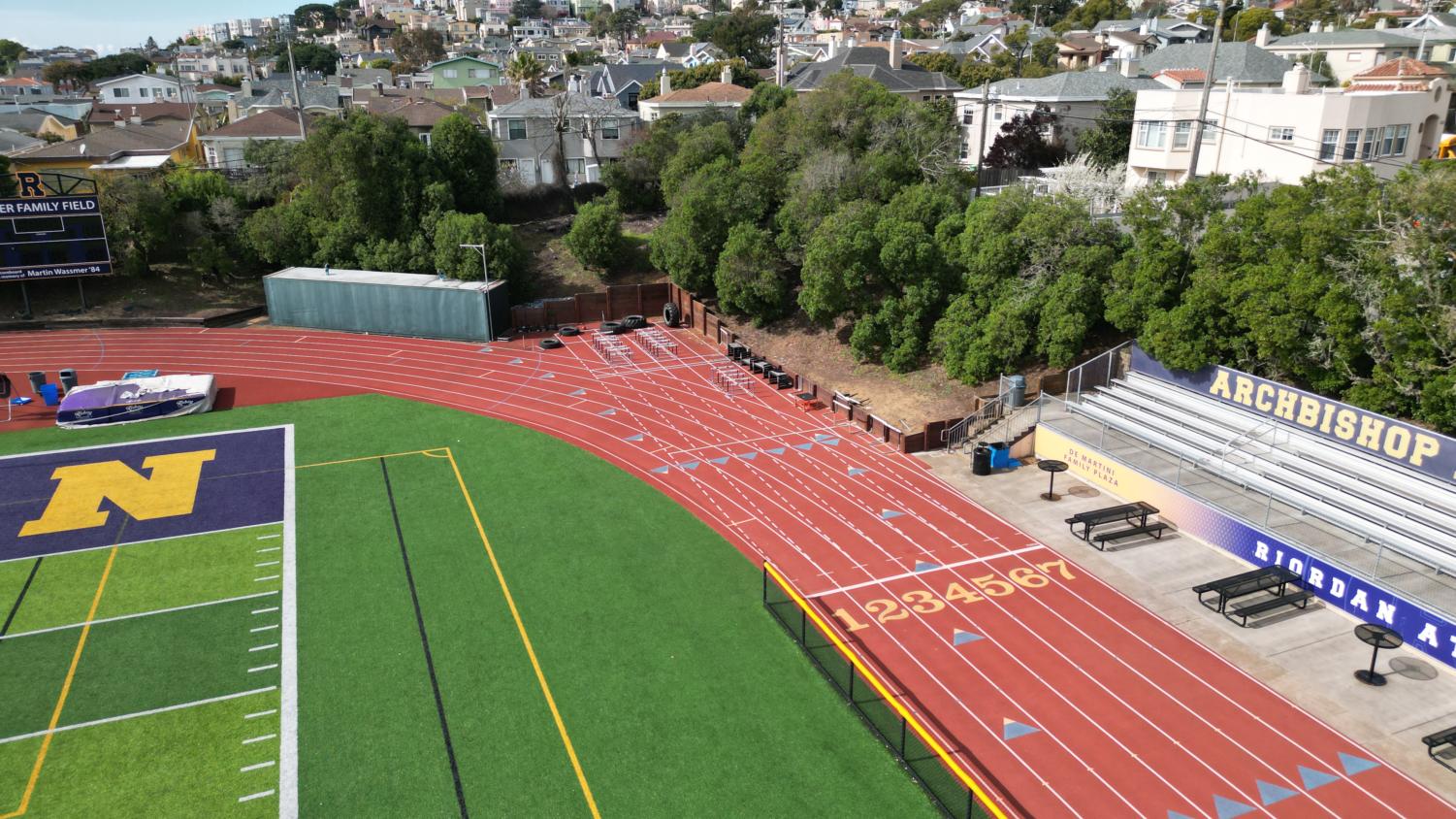 The track's unique rectangular feature gives each turn a sharper bend. 