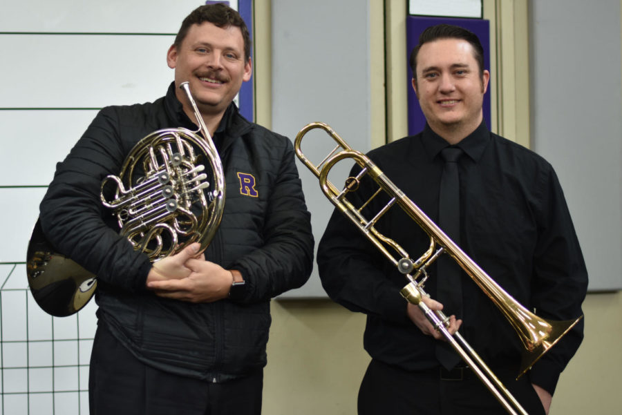 Band teachers Lance Ohnmeiss and Kyle Hildebrant are talented musicians.