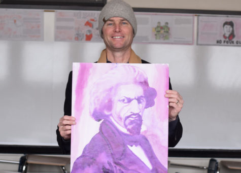 English and Social Science teacher Bob Harrington displays his artwork.