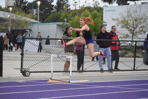 While competing for the Riordan track team in the hurdling event, Mare Jablan ’24 leaps over the hurdle with perfection and ease.