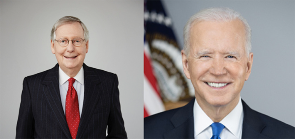 From left to right: Senator Mitch McConnell, 81, and President Joe Biden, 80.