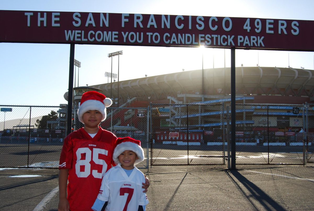 Jameson Datoc ’23 and AJ Datoc ’27 at Candlestick Park in December 2013.