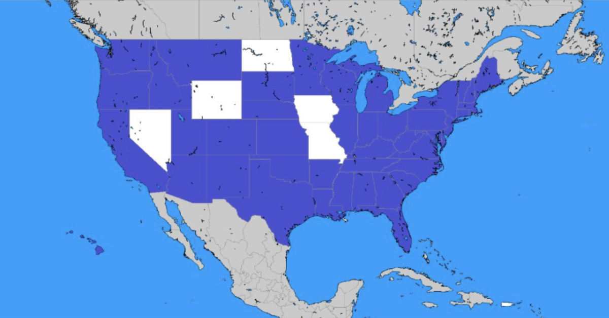 This map shows that a majority of the states (including Alaska) use the primary system (blue) as opposed to the caucus (white) in regards to selecting delegates for the presidential election. 