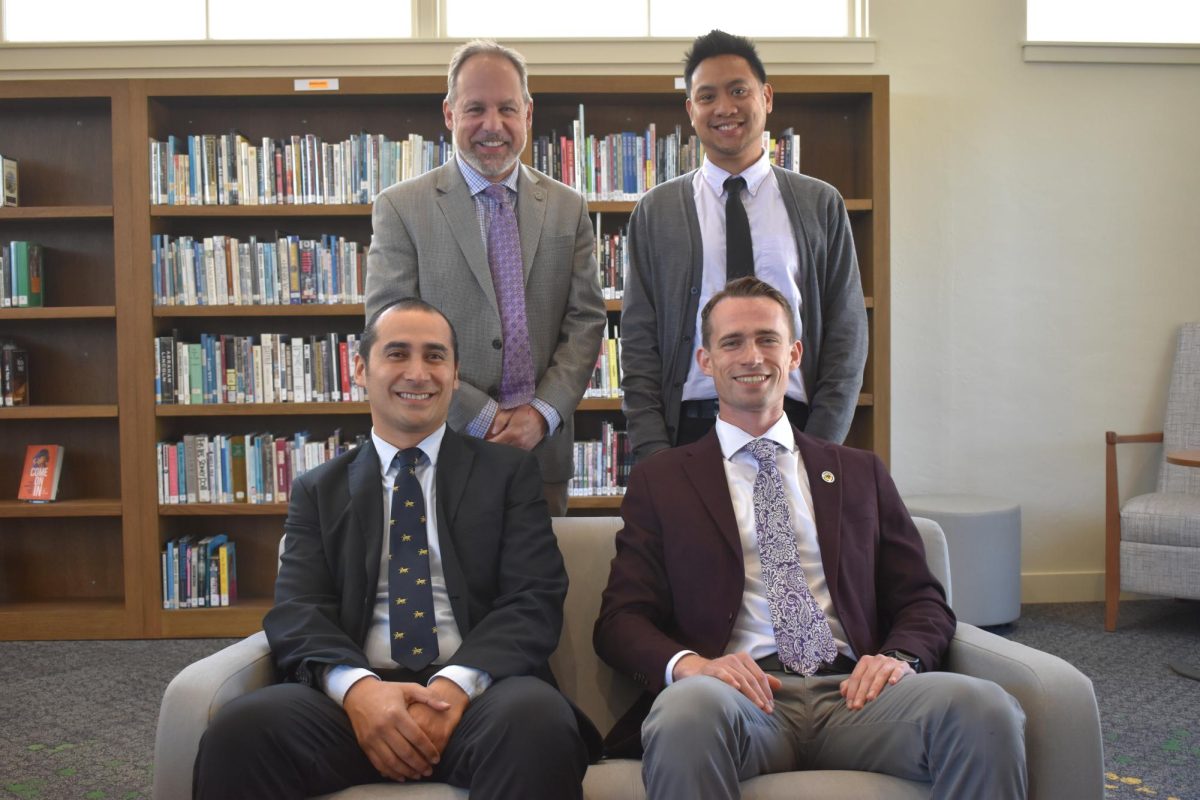 Bottom left to right: Richard Sylvester ’01, Brian Kosewic ’16, and top left to right: Michael Vezzali-Pascual ’88, and Kevin Estrada ’00, alumni teachers.