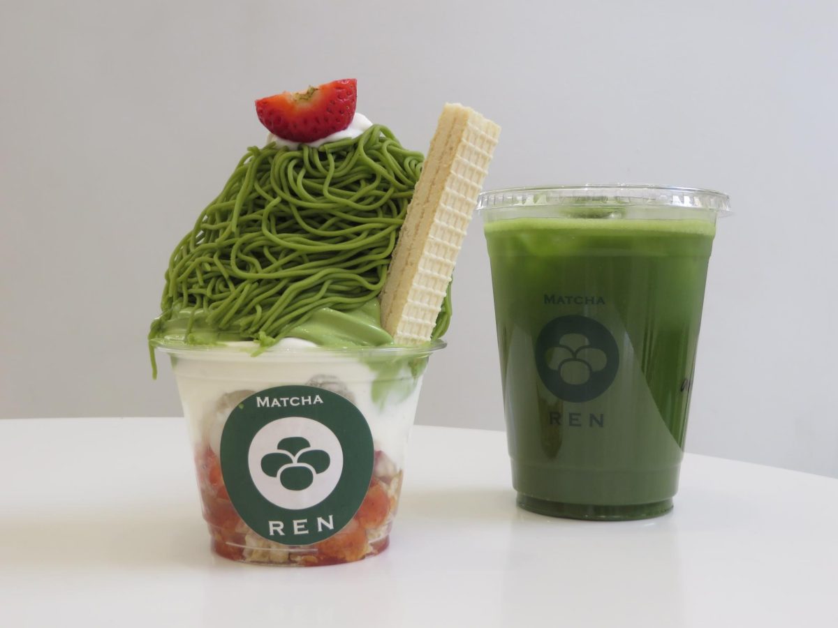 The matcha strawberry mont blanc and the matcha americano.