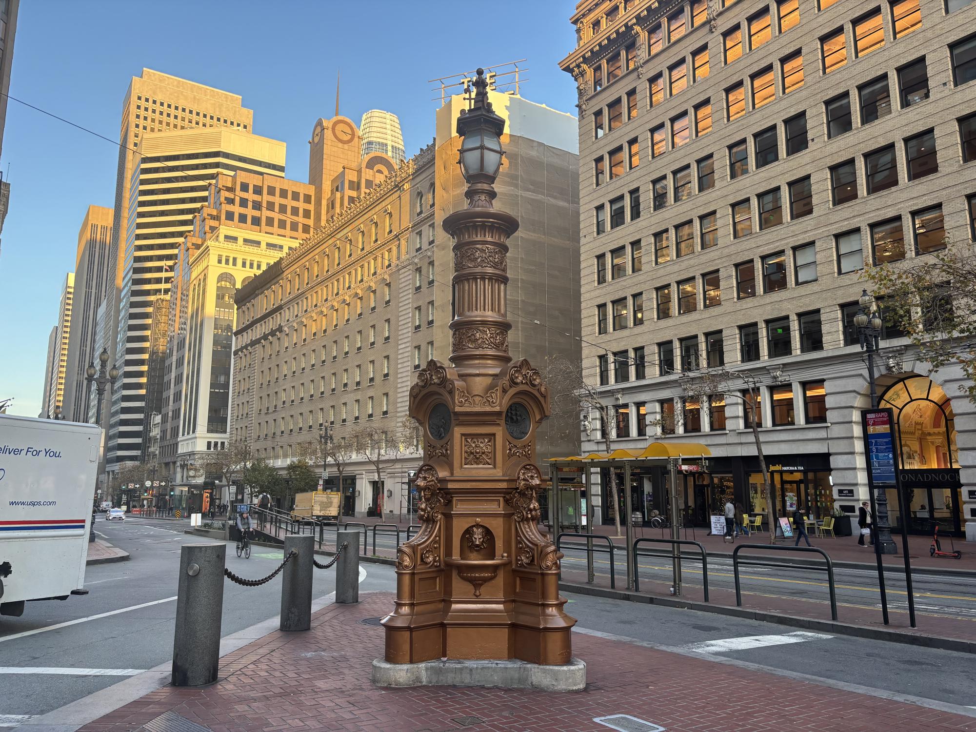 Lotta’s Fountain on Market Street is an iconic symbol of San Francisco hope.