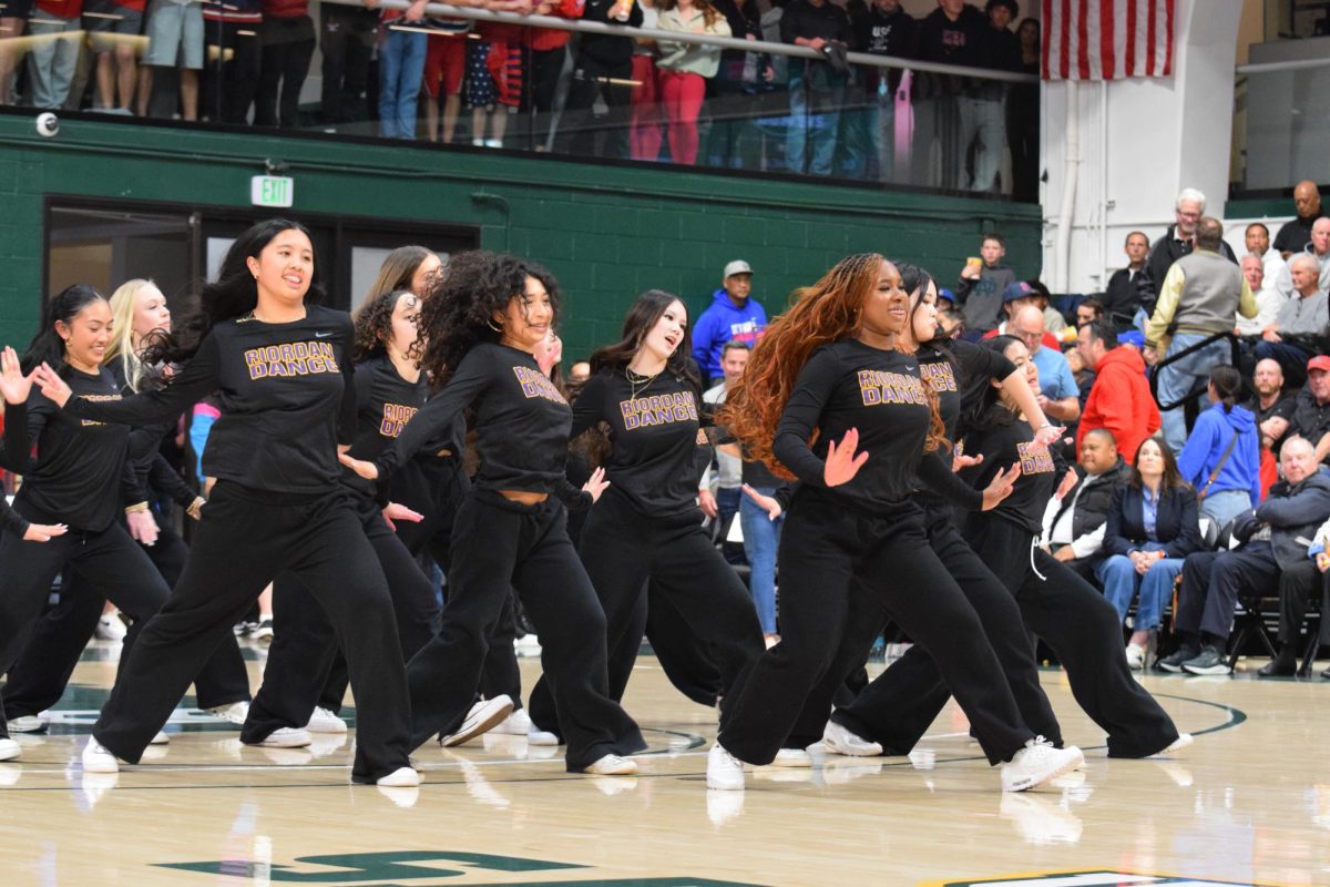 Riordan’s dance team performed at halftime at the Riordan vs. St. Ignatius basketball game in the Sobrato Center.