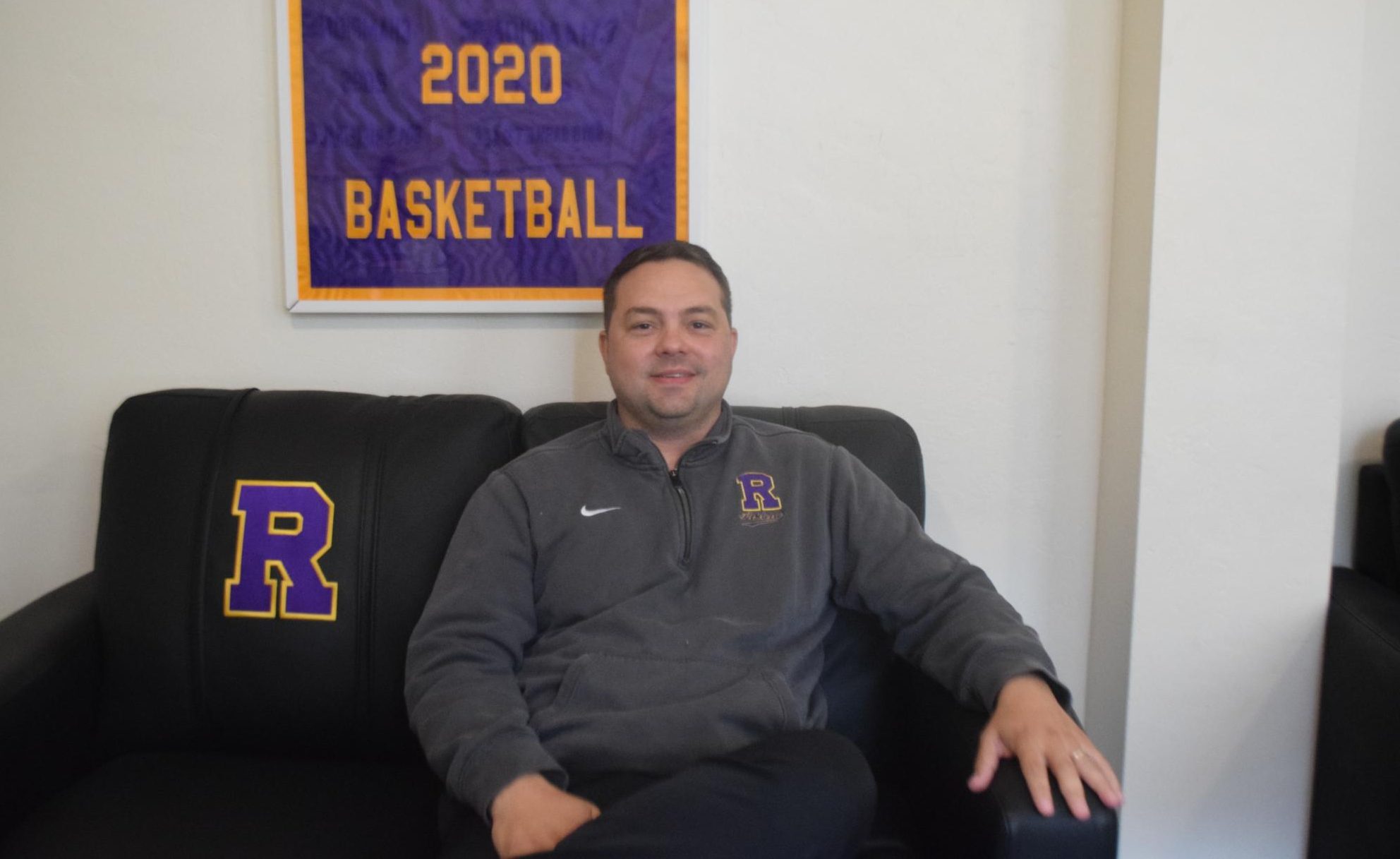 In addition to coaching, Joey Curtin ’01 is Riordan’s new Alumni Director.