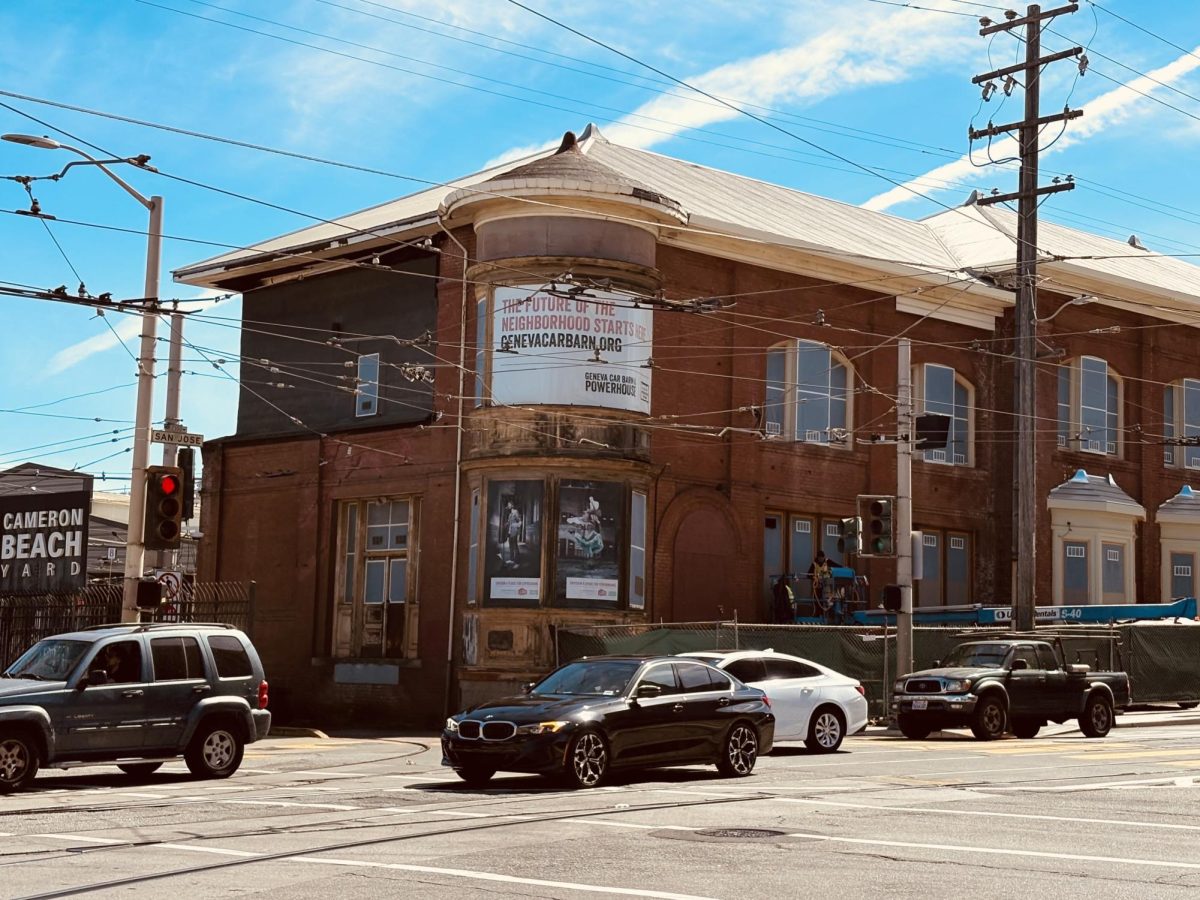The landmark Geneva Car Barn sits in preparation for a mural that will
soon be displayed on its exterior for the San Francisco community to enjoy.