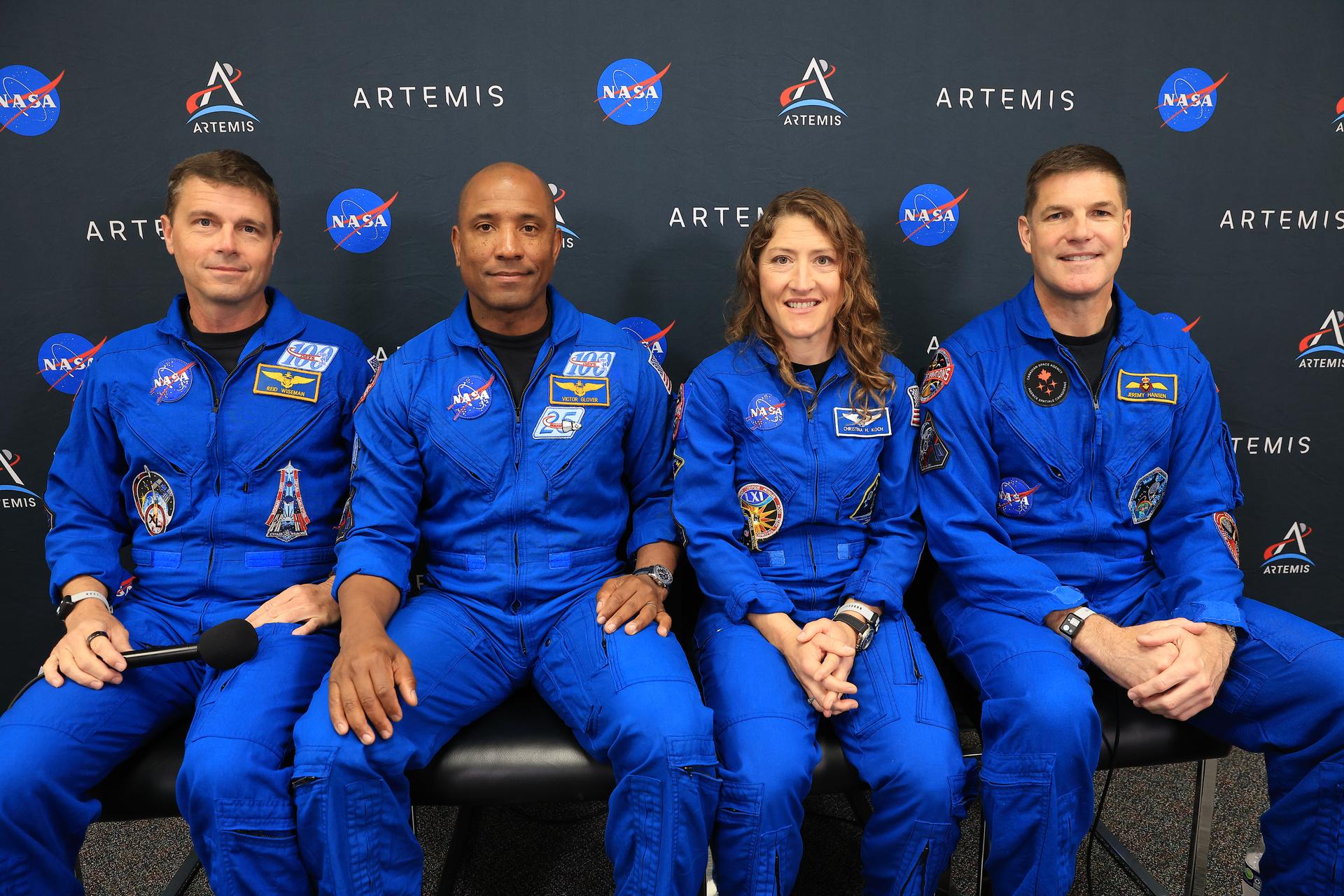 Artemis II astronauts  Reid Wiseman, Victor Glover, Christina Koch, and Jeremy Hansen. 