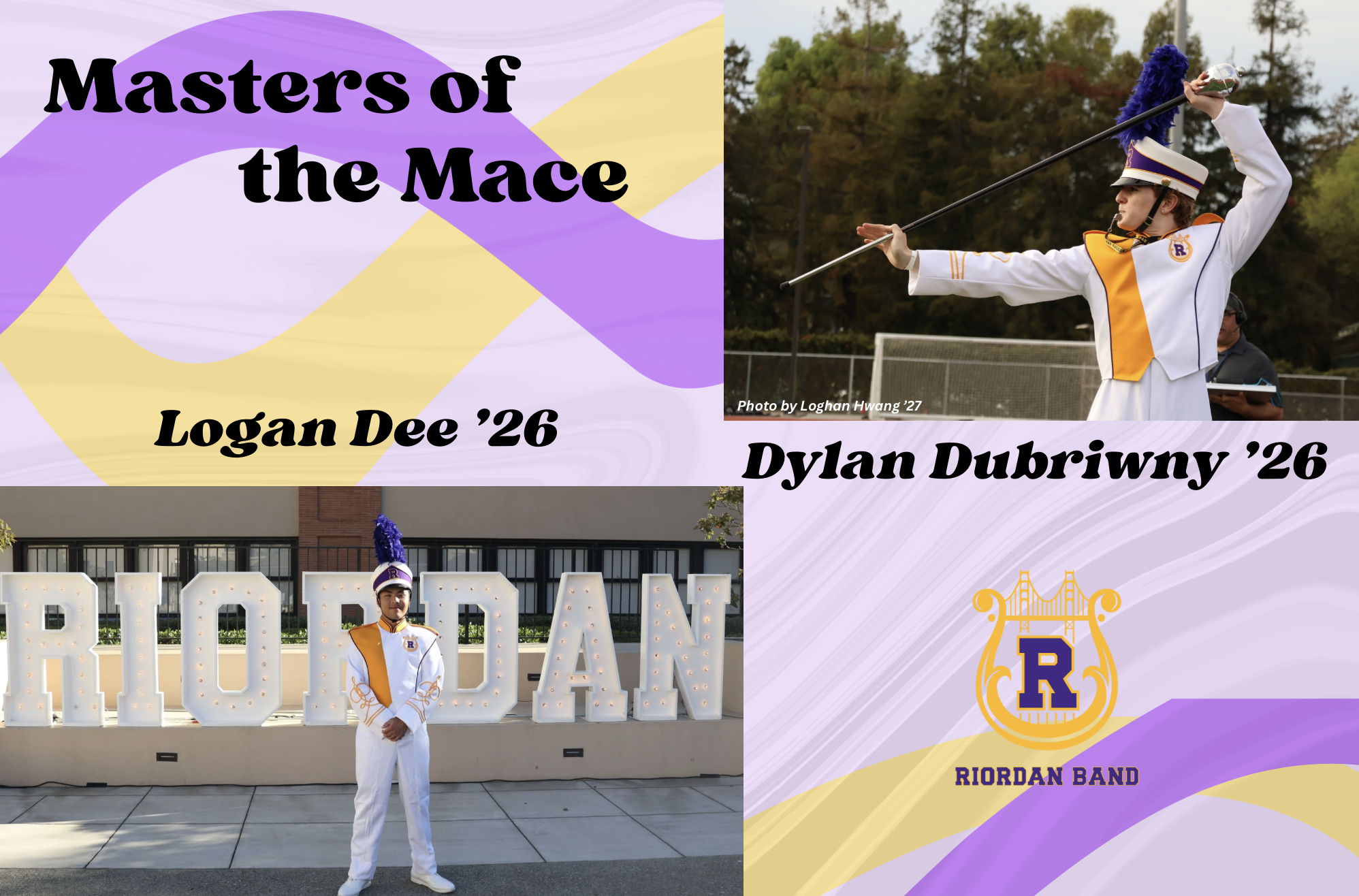 Dylan Dubriwny '26 and Logan Dee '26 represent Archbishop Riordan as band majors. 