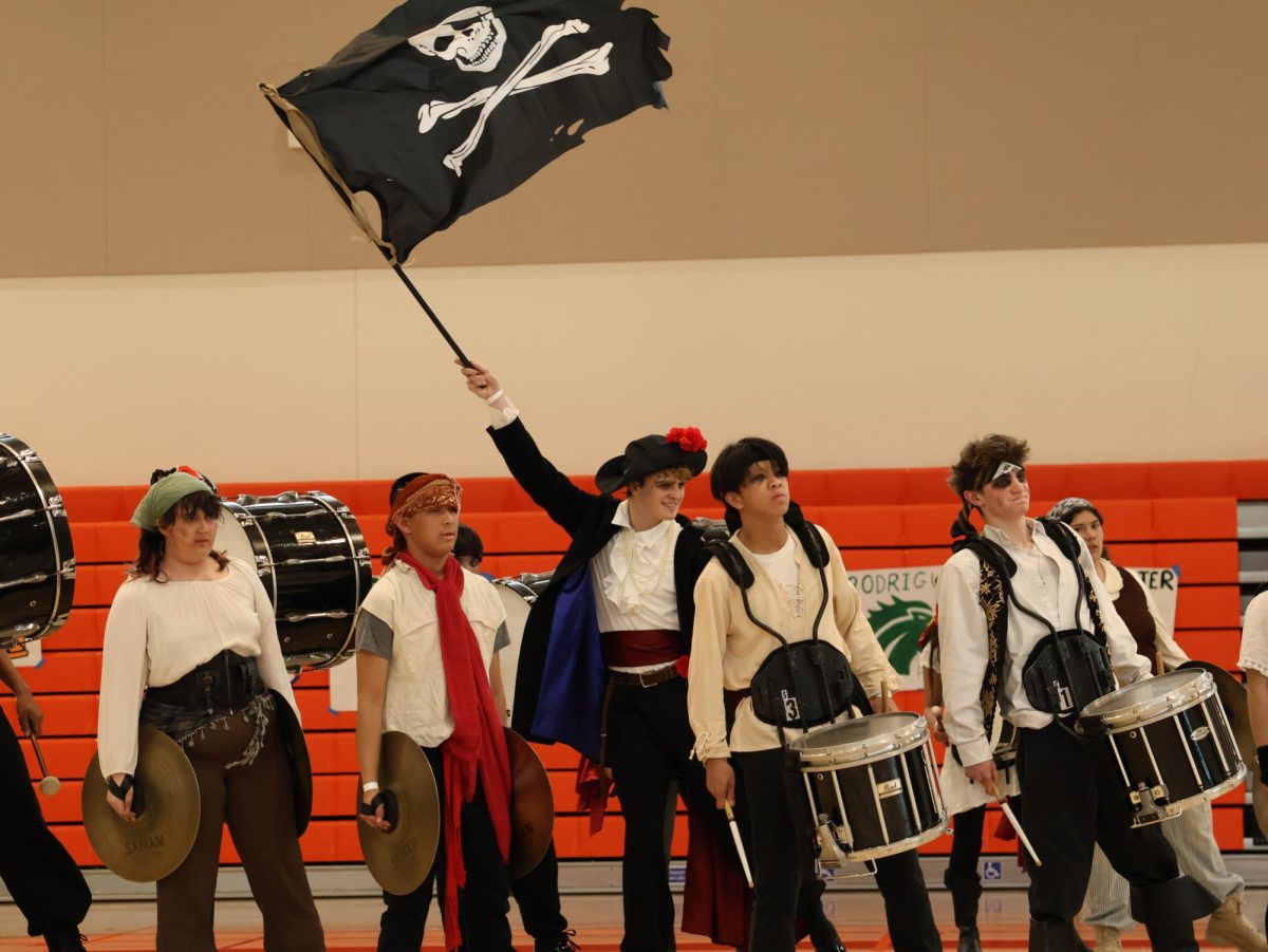 Winter Percussion's performance theme for their winter competitions was "A
Pirate's Life for Me." They were successful with their rehearsals and hard work, as their highest placing was 2nd at the Granada High School Winter Show.